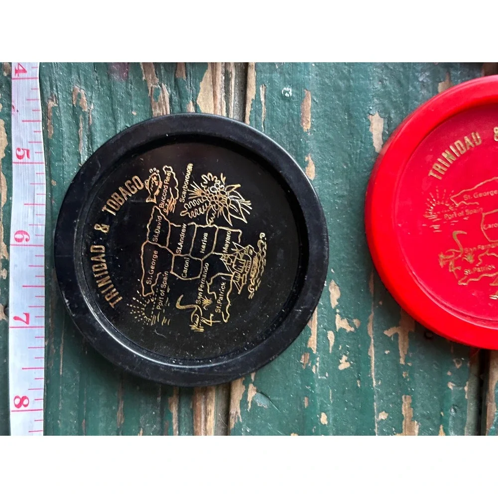 Vtg Travel Souvenir Coasters San Francisco Trinidad & Tobago Set of 4 Plastic